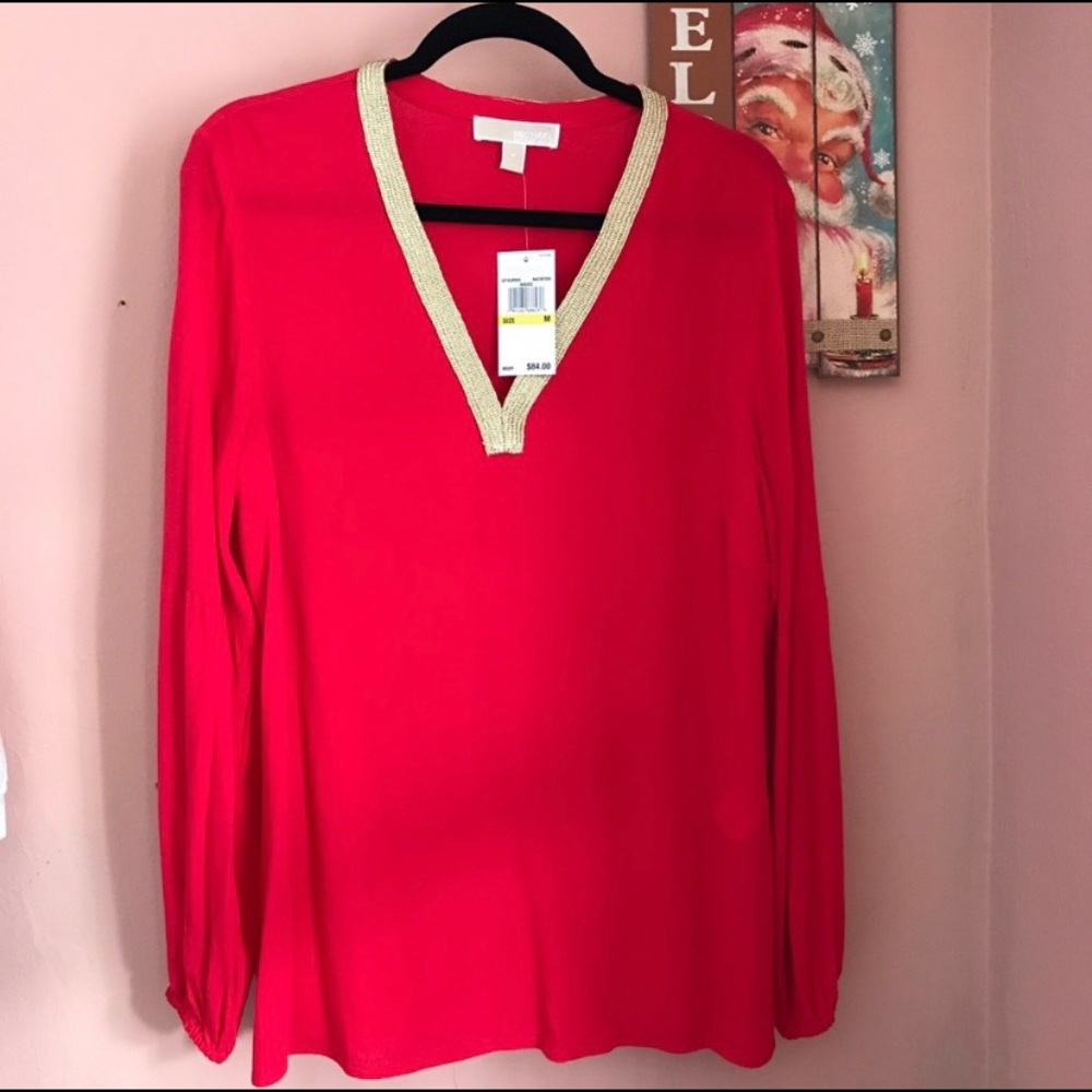 MICHAEL KORS long sleeve Macintosh red top
